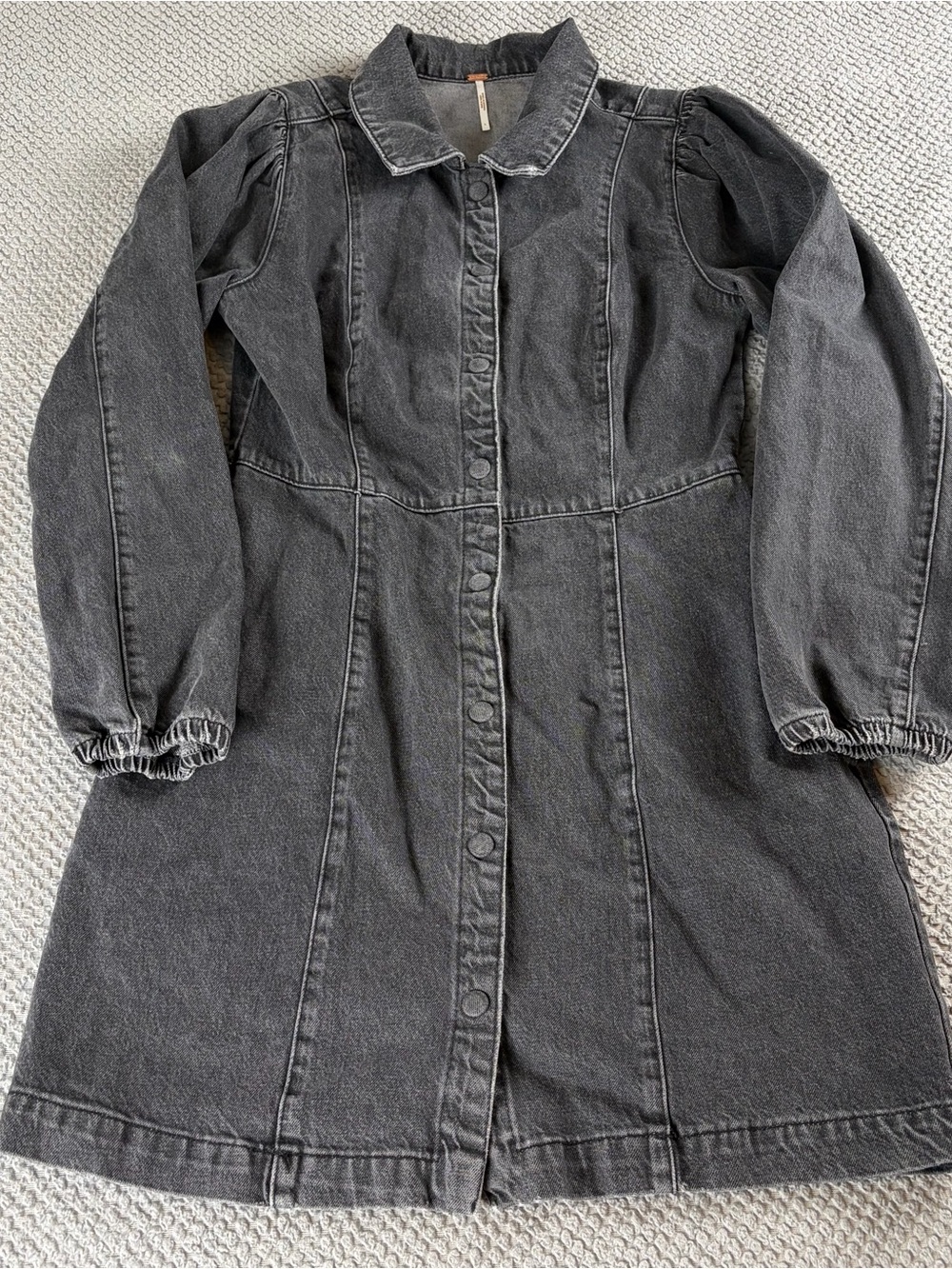 Free People Charcoal Washed Long Denim mia mini dress large